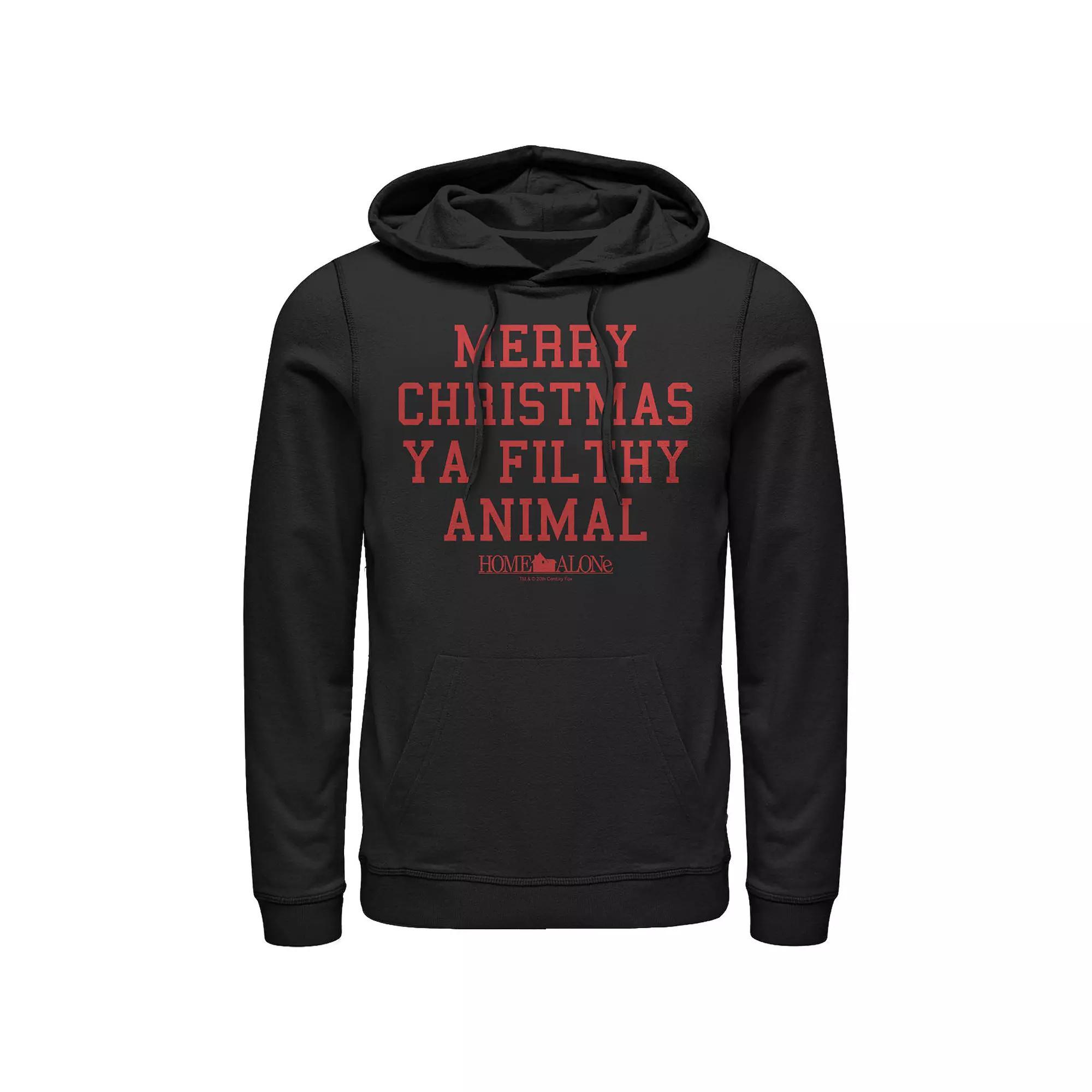 Big & Tall Home Alone Merry Christmas Ya Filthy Animal Graphic Hoodie, Men's, Size: Small, Black Product Image