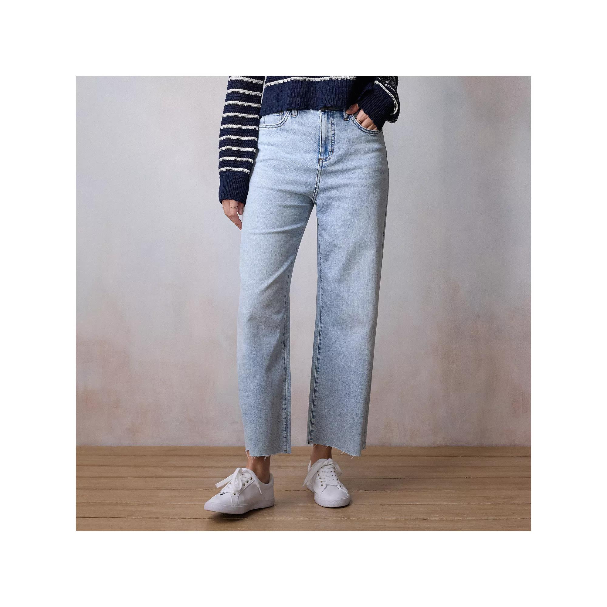 Womens LC Lauren Conrad Super High Rise Wide Leg Raw Hem Jeans Product Image