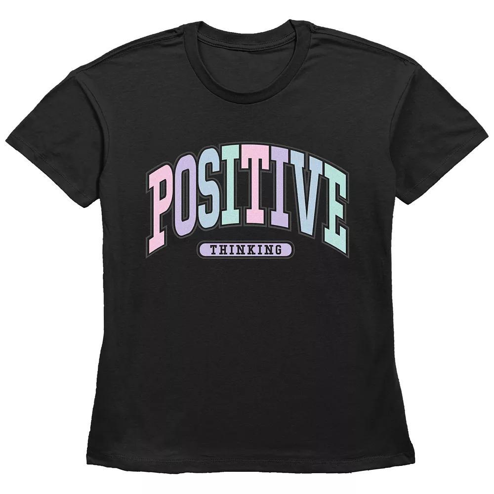 Women's Positive Thinking Basic Fit Tee, Girl's, Size: Small, Black Product Image