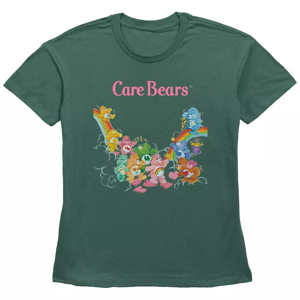 Women's Care Bears Group Shot Rainbow Graphic Tee, Girl's, Size: Medium, Green Product Image