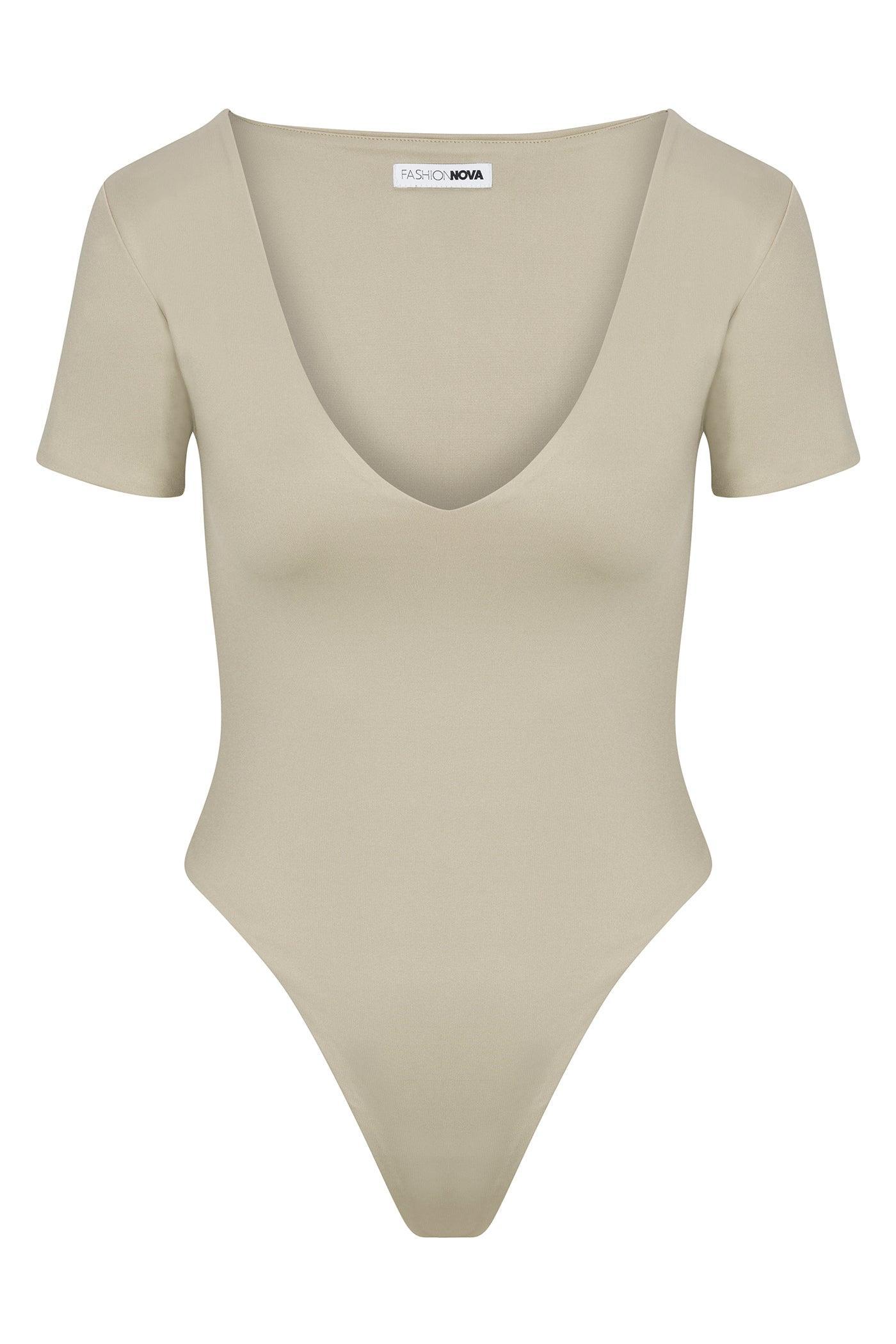 Contour Double Lined Short Sleeve High Cut Bodysuit - Stone Female Product Image