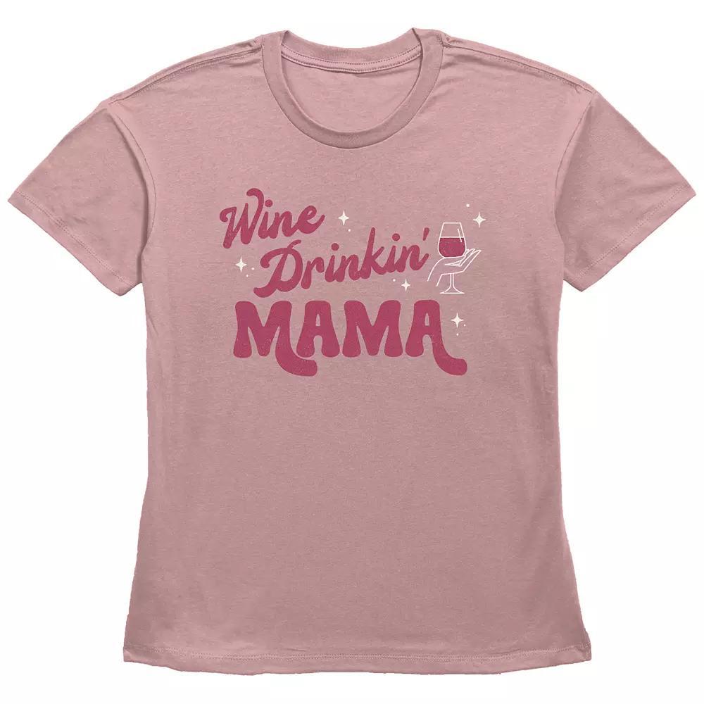Women's Fifth Sun "Wine Drinkin' Mama" Vintage Text Graphic Tee, Size: Medium, Desert Pink Product Image
