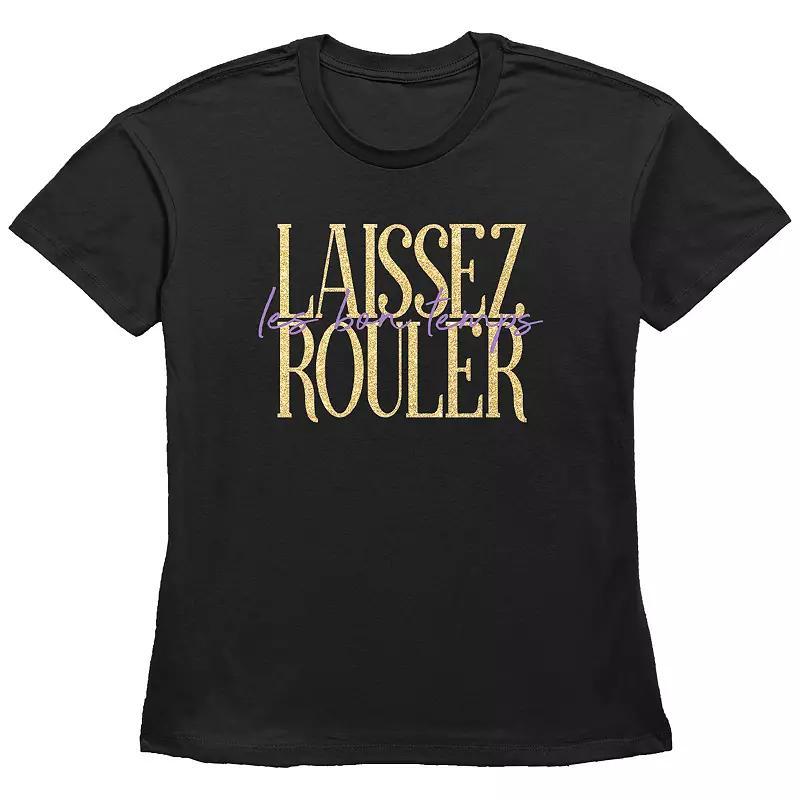 Women's Laissez Ruler Les Bon Temps Basic Fit Graphic Tee, Girl's, Size: XL, Black Product Image