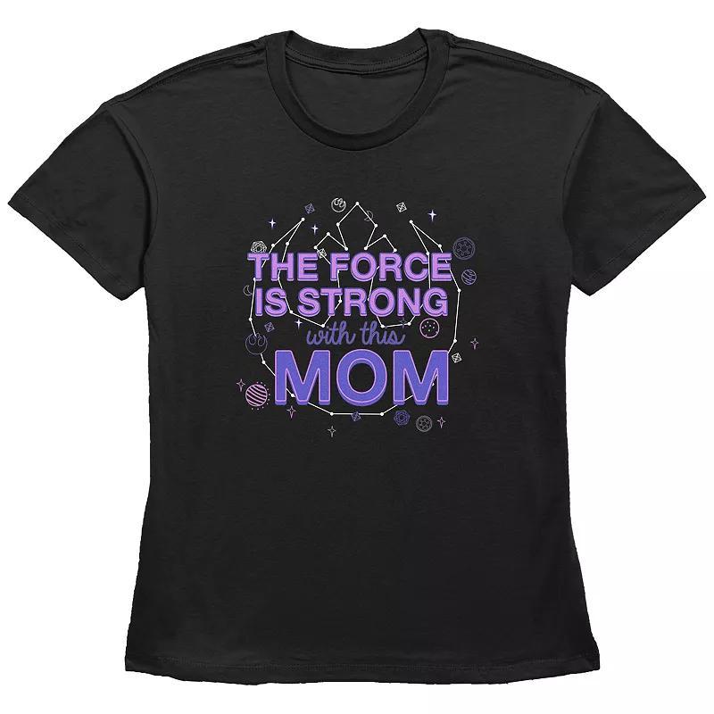 Women's Star Wars The Force Is Strong With This Mom Basic Fit Graphic Tee, Size: Large, Black Product Image