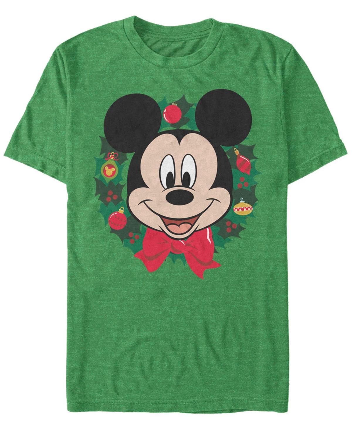 Disney's Mickey Mouse Christmas Wreath Portrait Men's Tee, Size: Small, Kelly Grey Product Image