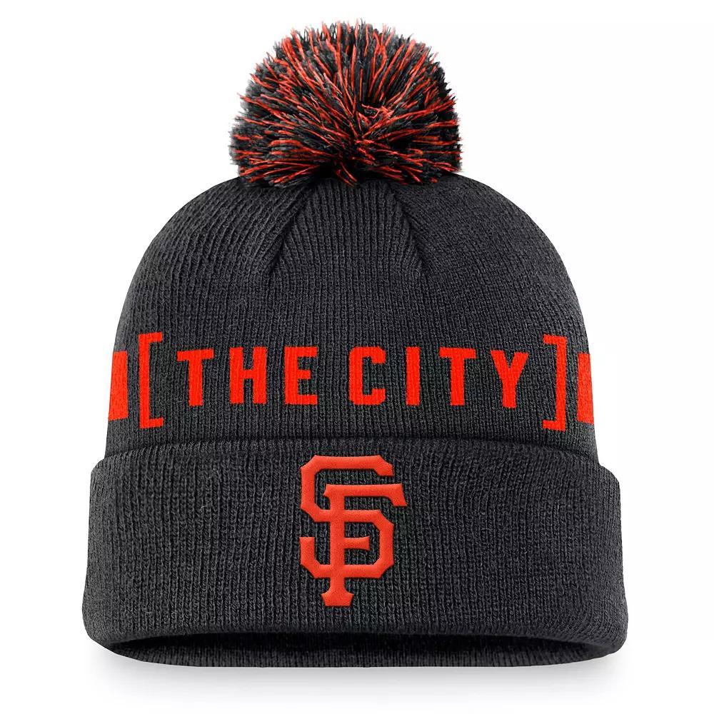 Men's Nike Black San Francisco Giants Hometown Peak Cuffed Knit Hat with Pom Product Image