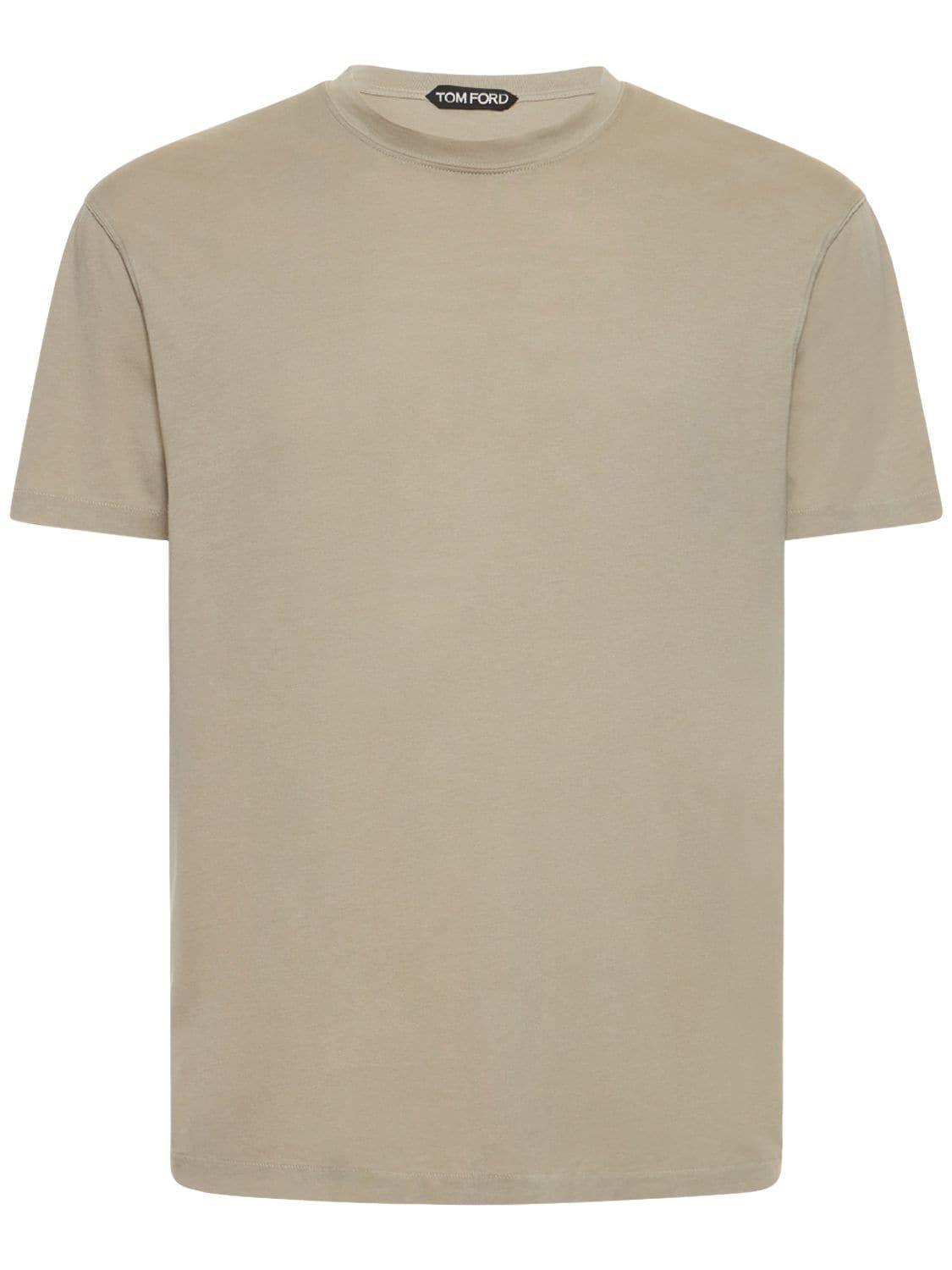 TOM FORD Men's Lyocell-cotton Crewneck T-shirt In Beige Product Image