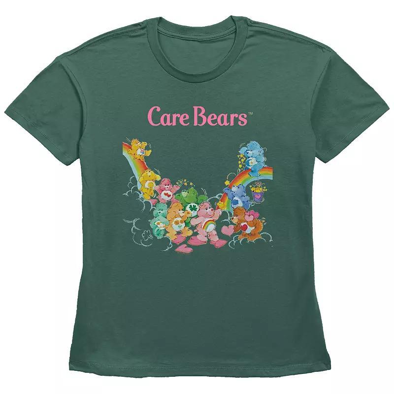 Women's Care Bears Group Shot Rainbow Graphic Tee, Girl's, Size: Medium, Green Product Image