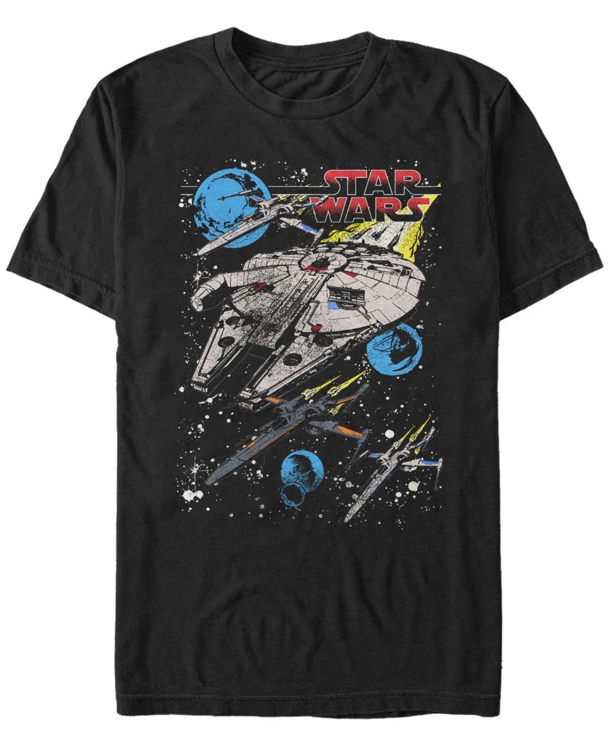 Men's Star Wars The Force Awakens Millennium Falcon Blue Squadron Tee, Size: XXL, Black Product Image