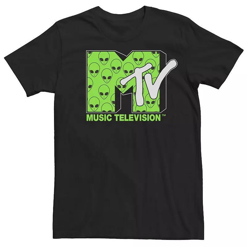 Men's MTV Green Alien Face Logo Short Sleeve Tee, Size: XL, Black Product Image
