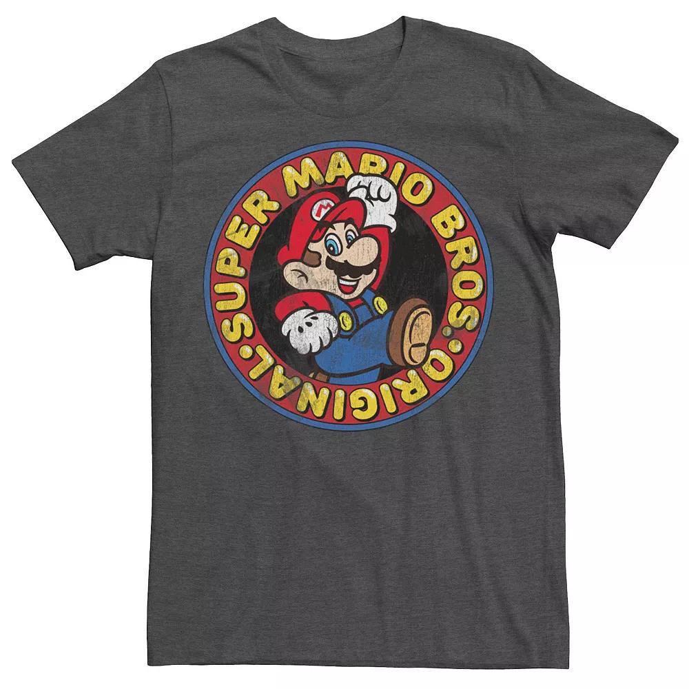 Men's Super Mario Original 70s Logo Graphic Tee, Size: Large, Grey Heather Product Image