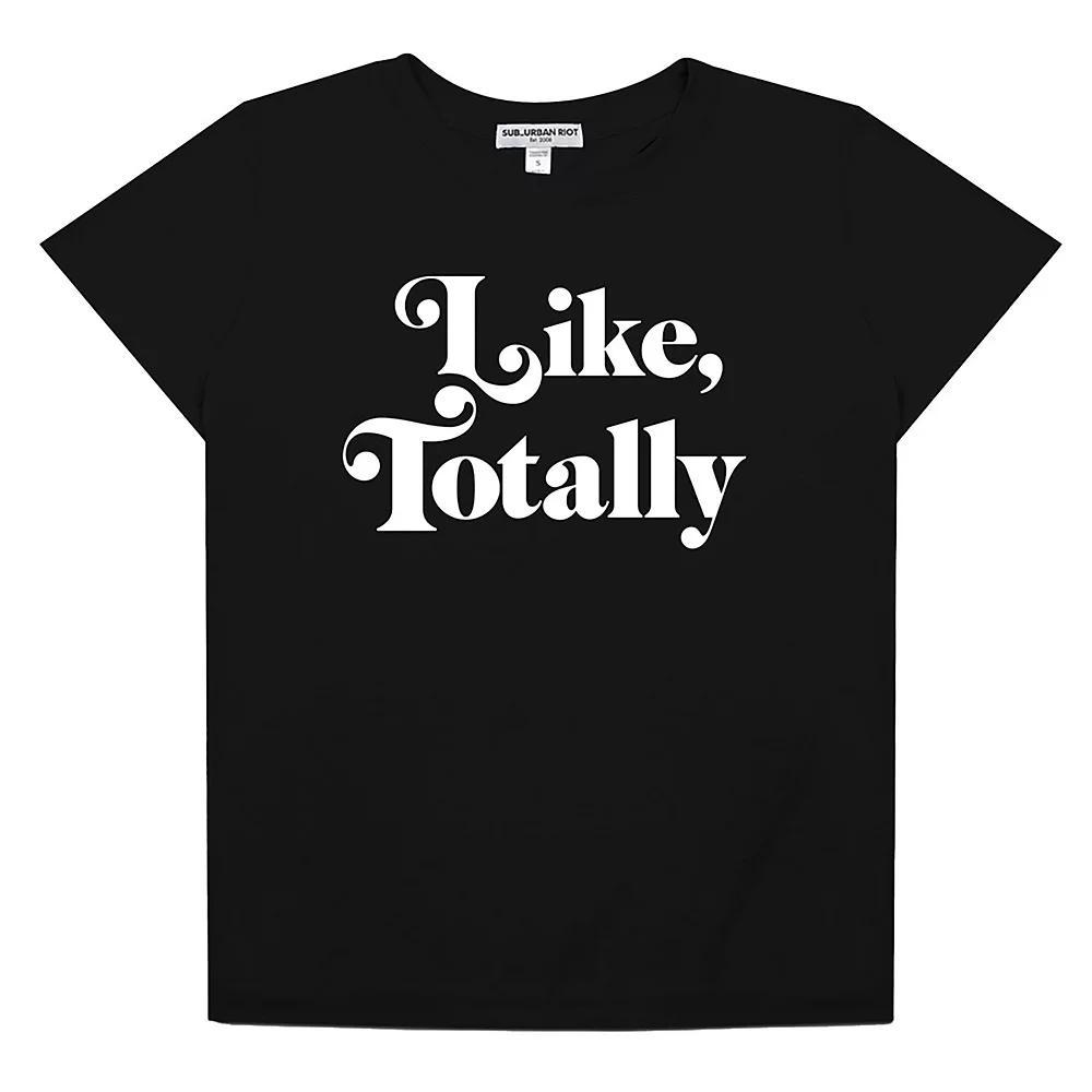 Women's Suburban Riot Like Totally Loose Fit Graphic Tee, Girl's, Size: Medium, Black Product Image