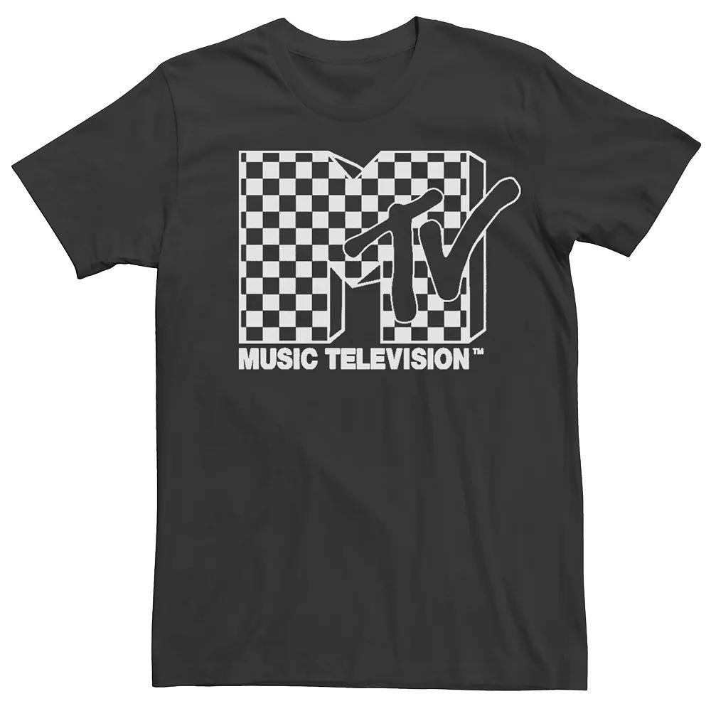 Men's MTV Checkered Logo Tee, Size: XXL, Black Product Image