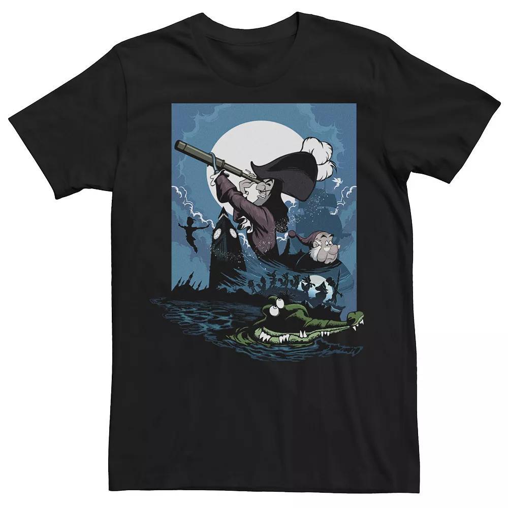Disney's Peter Pan Men's London Clock And Villains Tee, Size: XXL, Black Product Image