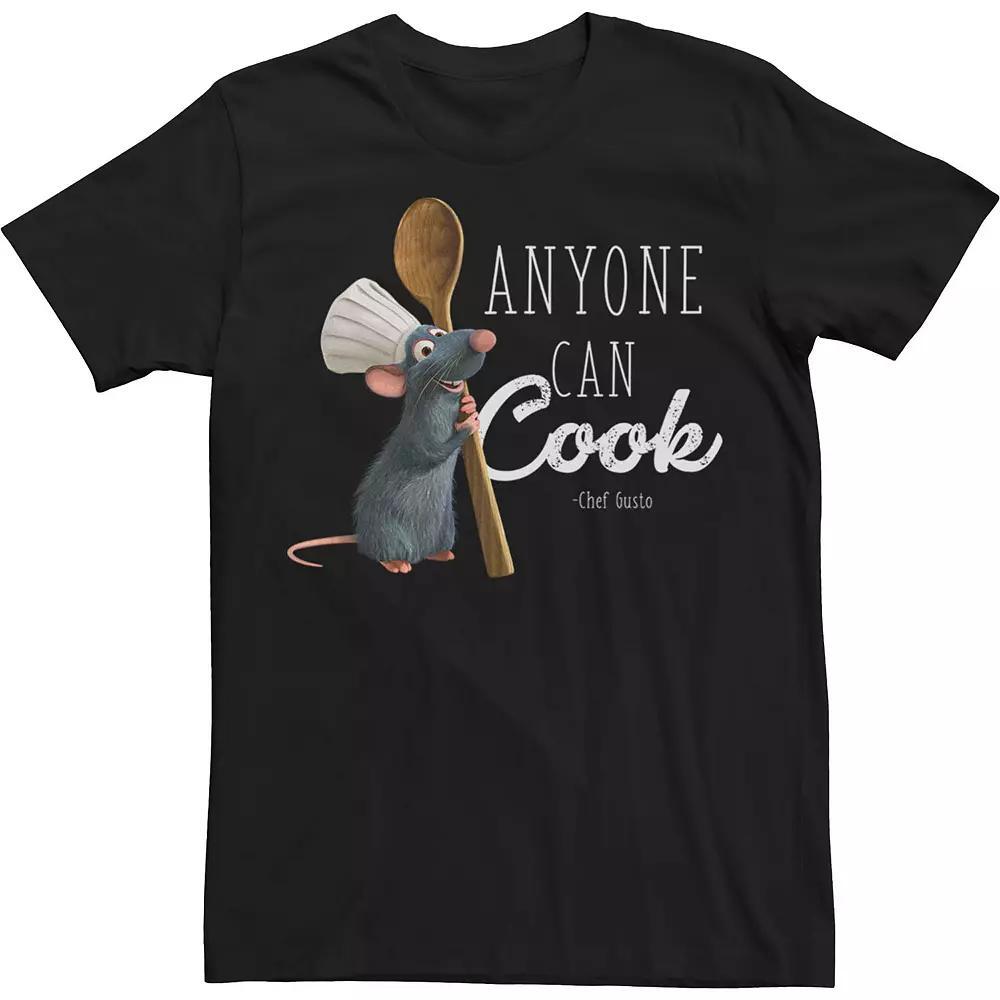 Big & Tall Disney / Pixar Ratatouille Remy Bold Anyone Can Cook Text Tee, Men's, Size: 4XL Tall, Black Product Image