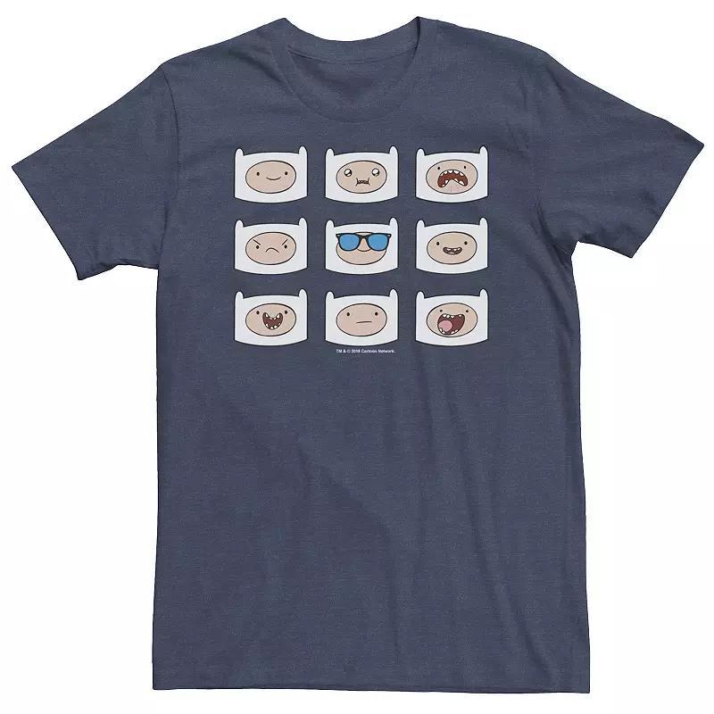 Big & Tall Adventure Time Finn's Many Faces Grid Tee, Men's, Size: 4XL, Navy Grey Product Image