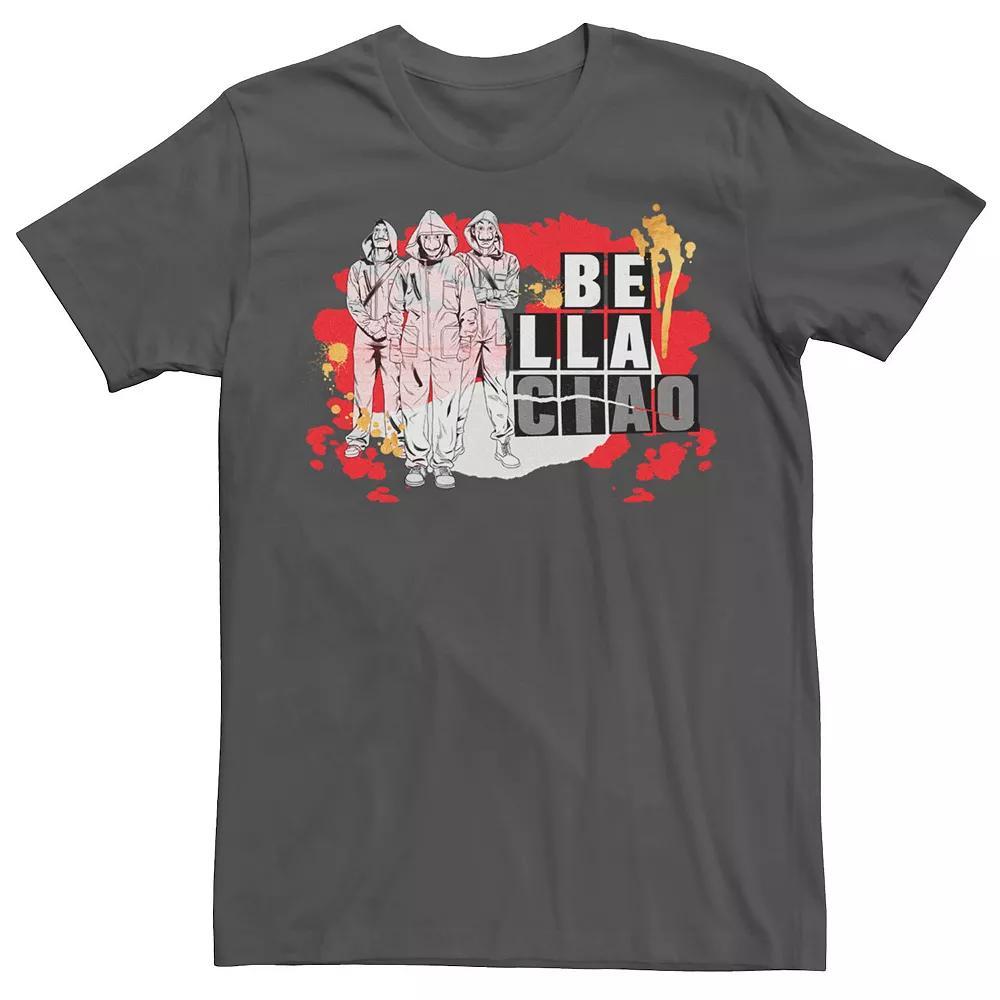 Men's Netflix La Casa De Papel Bella Ciao Paint Splatter Tee, Size: 3XL, Grey Product Image