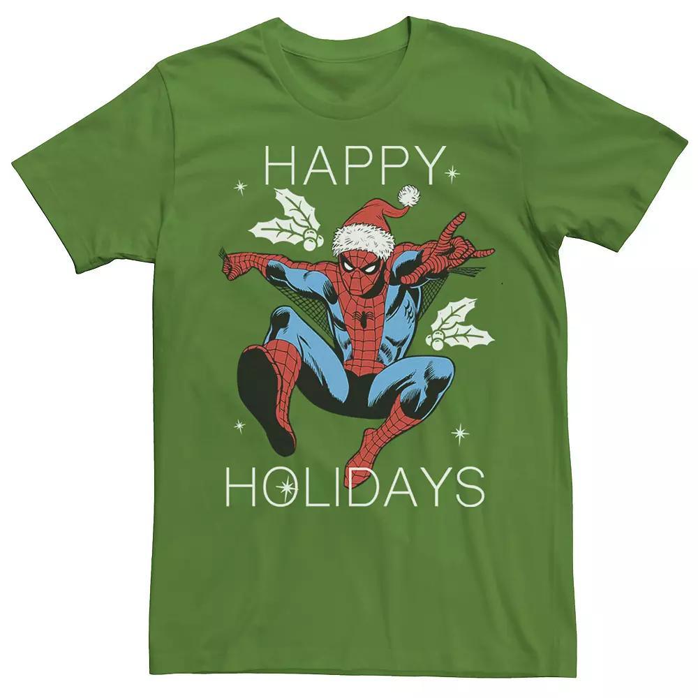 Men's Marvel Spider-Man Happy Holidays Jump Short Sleeve Tee, Size: Small, Kelly Product Image