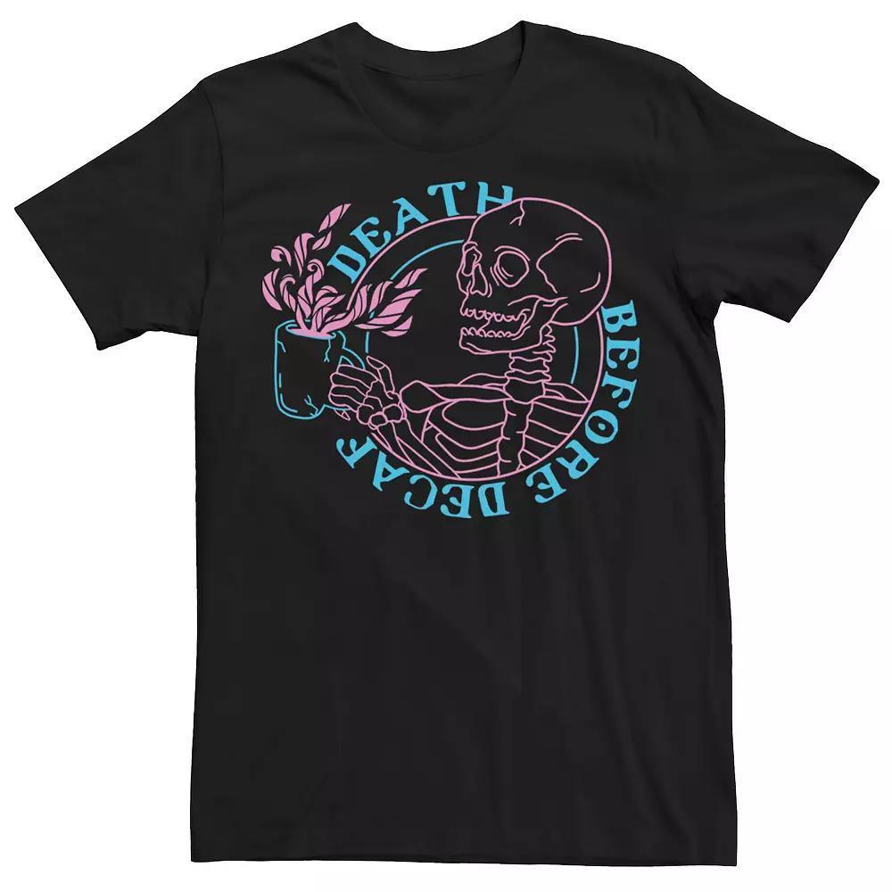 Mens Death Before Decaf Neon Skeleton Tee Product Image