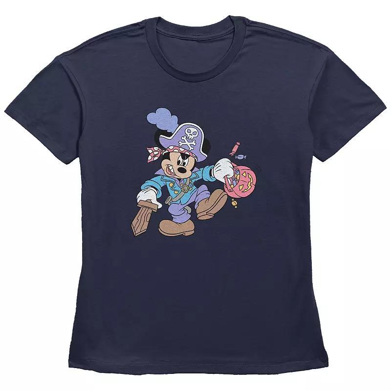 Disney's Mickey Mouse Pirate Trick Or Treater Women's Graphic Tee, Size: Large, Blue Product Image