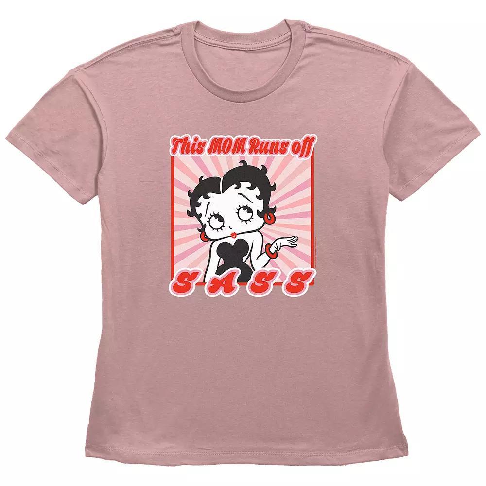 Women's Betty Boop My Mom Runs Off Sass Basic Fit Graphic Tee, Size: Small, Desert Pink Product Image