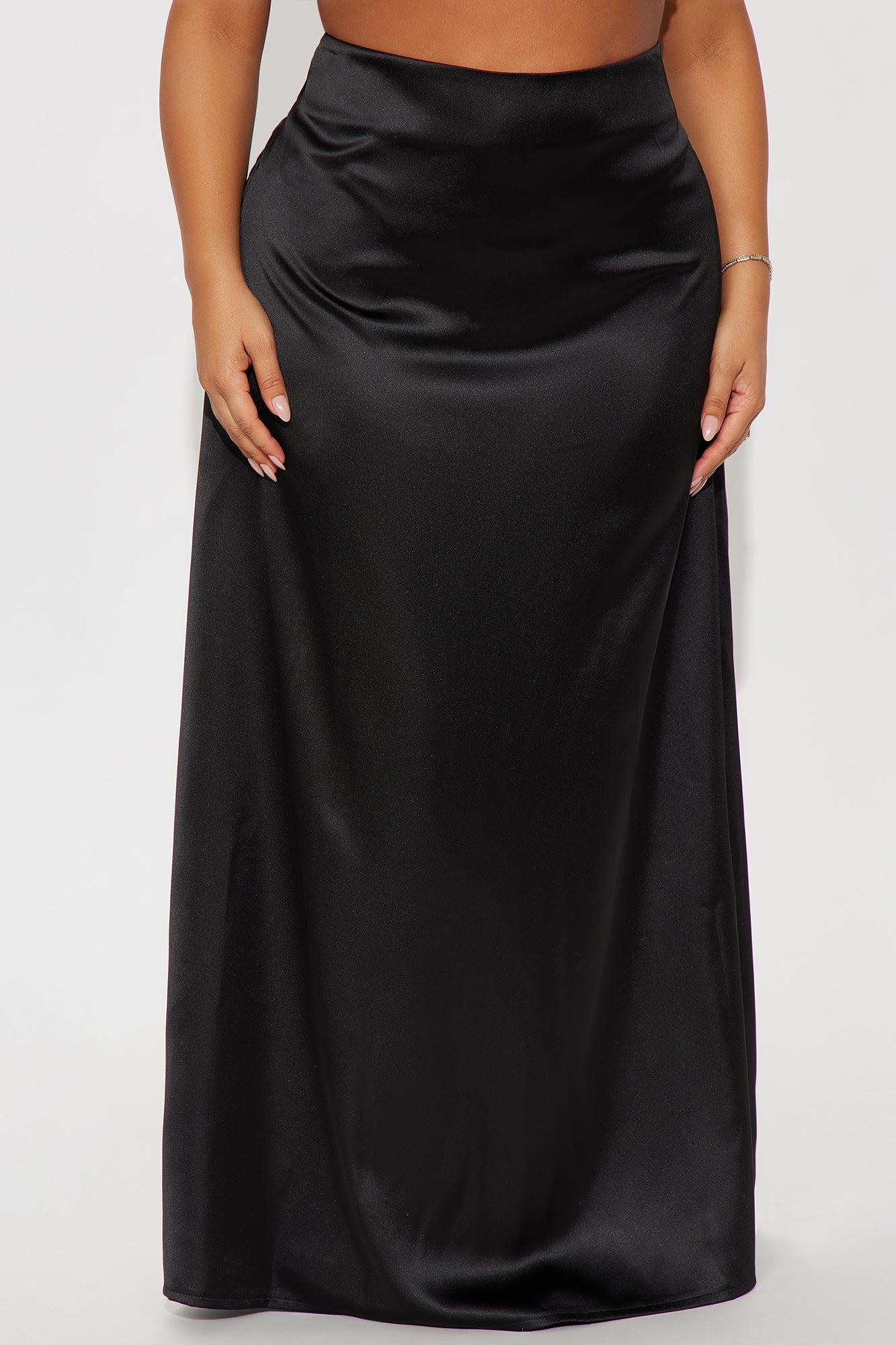 Estella Satin Maxi Skirt - Black Product Image