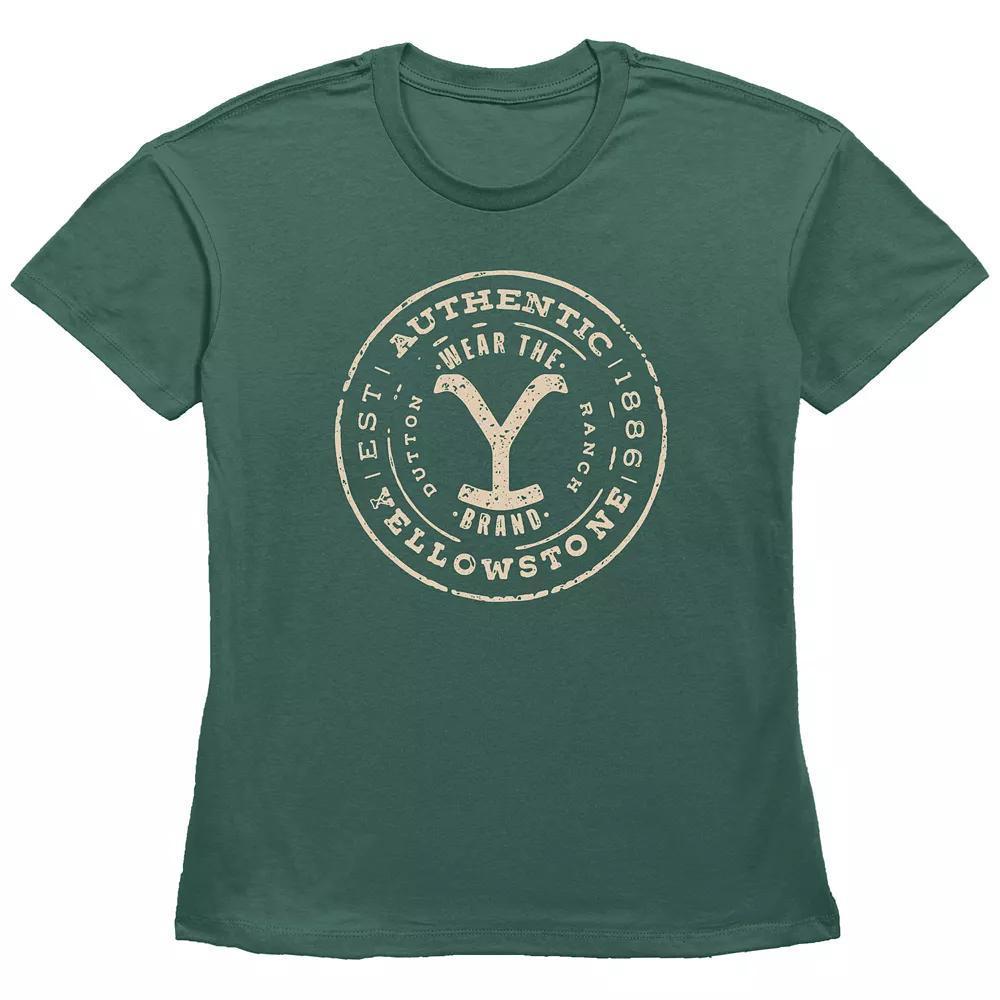 Women's Yellowstone Authentic Wear The Brand Est. 1886 Graphic Tee, Size: Large, Green Product Image
