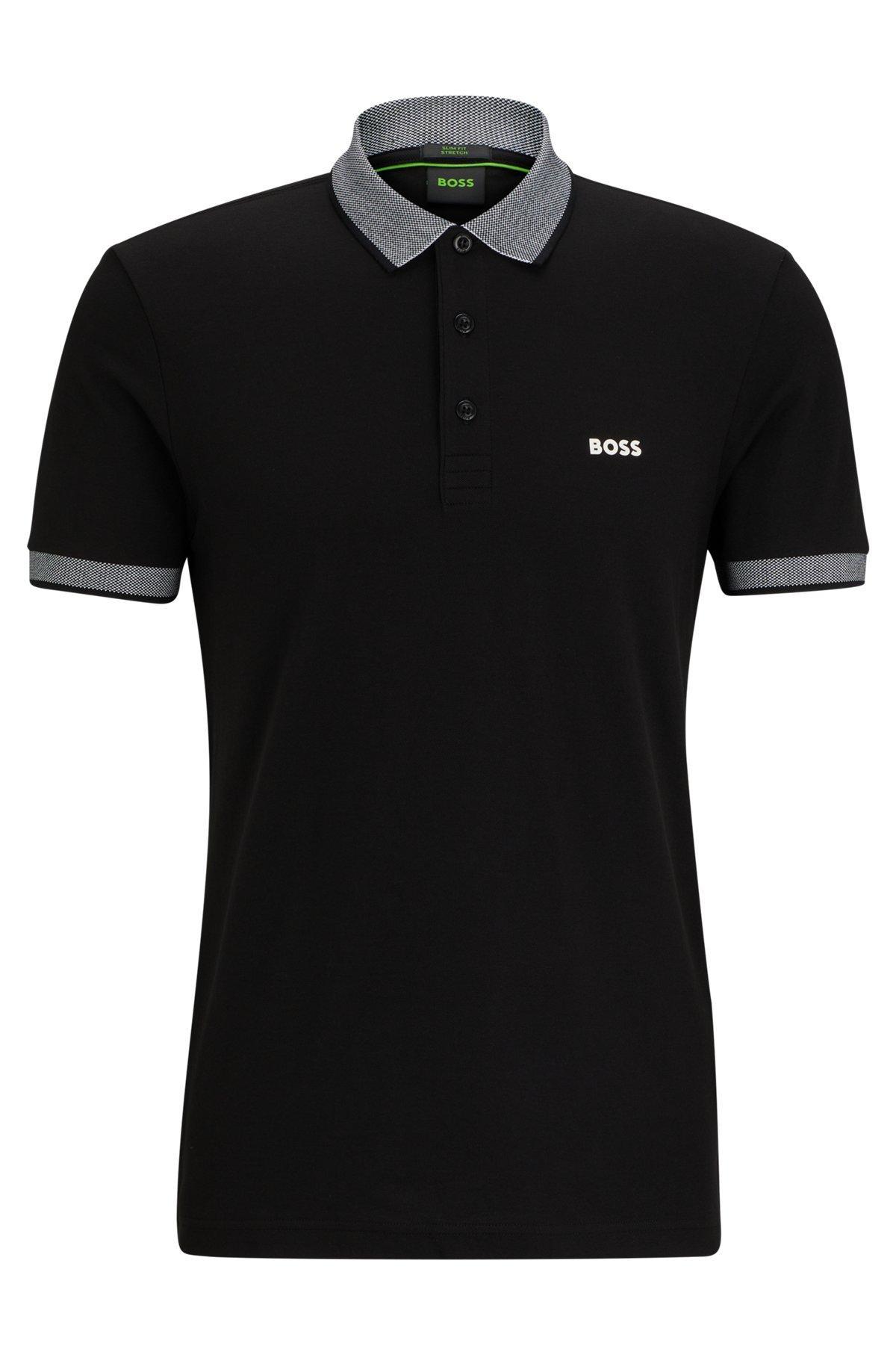 Slim-fit polo shirt with contrast logo Product Image