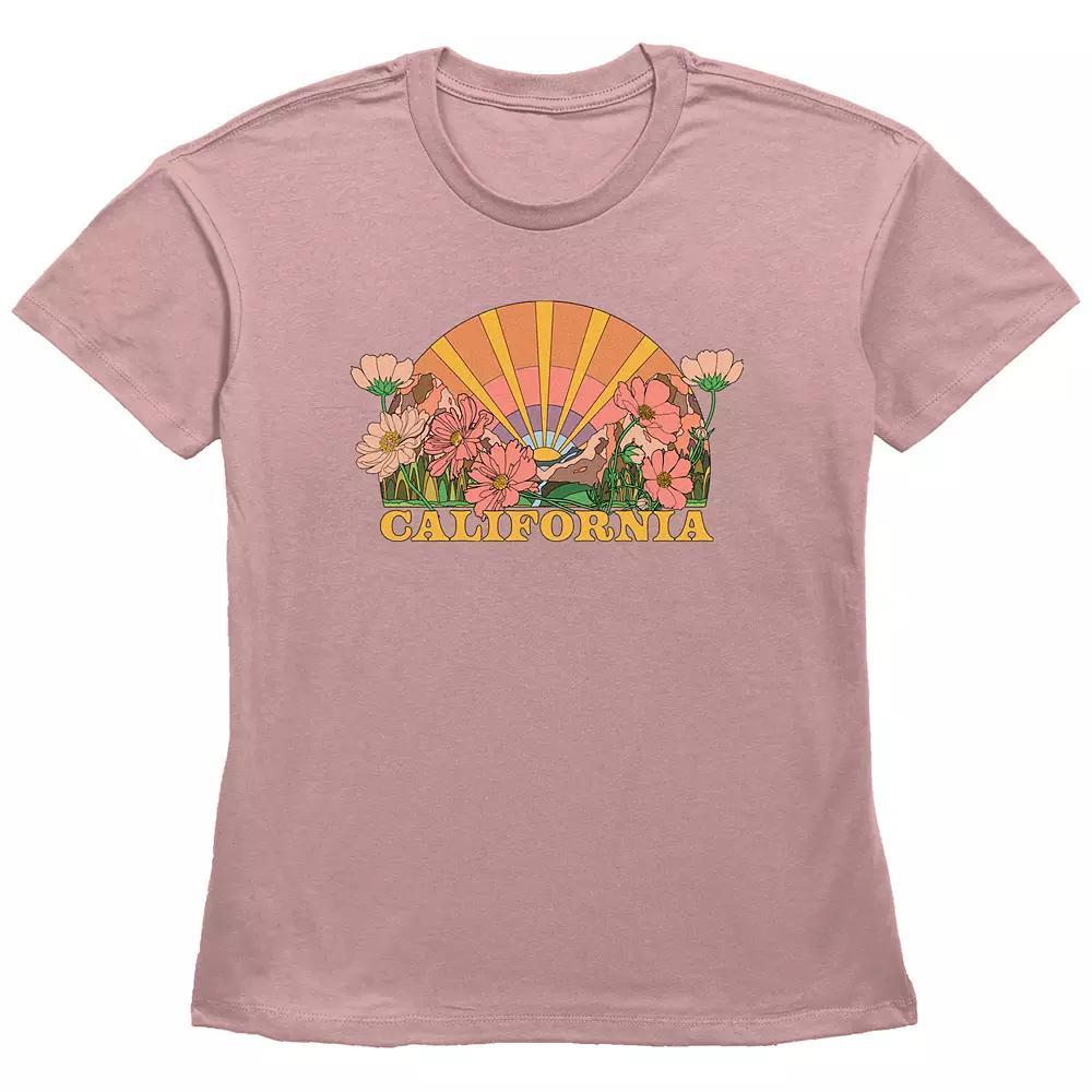Women's Fifth Sun California Hippy Floral Sunrise Landscape Graphic Tee, Girl's, Size: XS, Desert Pink Product Image