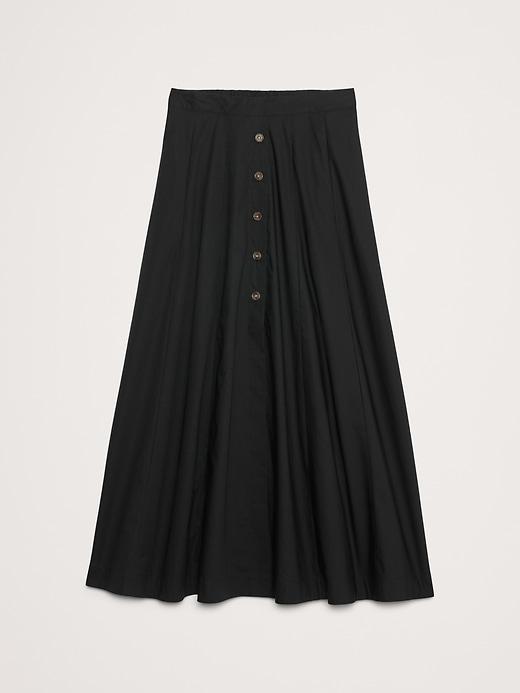 Cotton Poplin Button-Down Long Midi Skirt Product Image