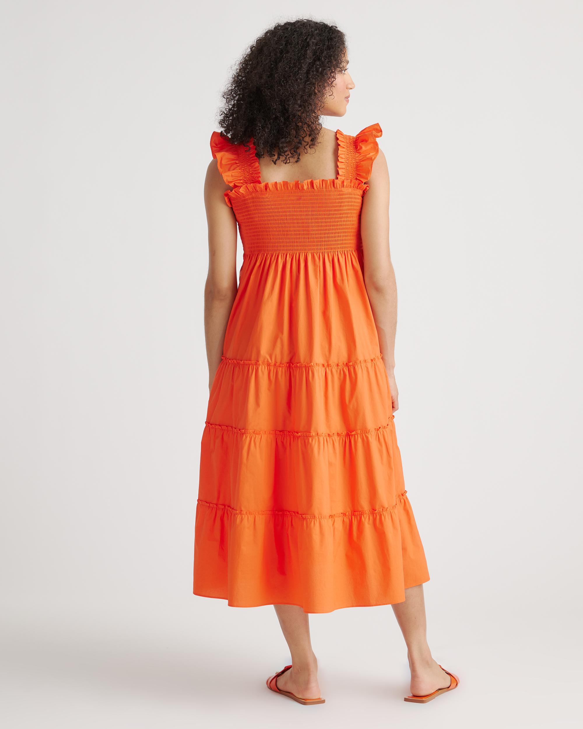 Quince | Women's Poplin Maternity Smocked Midi Dress Organic Cotton Product Image