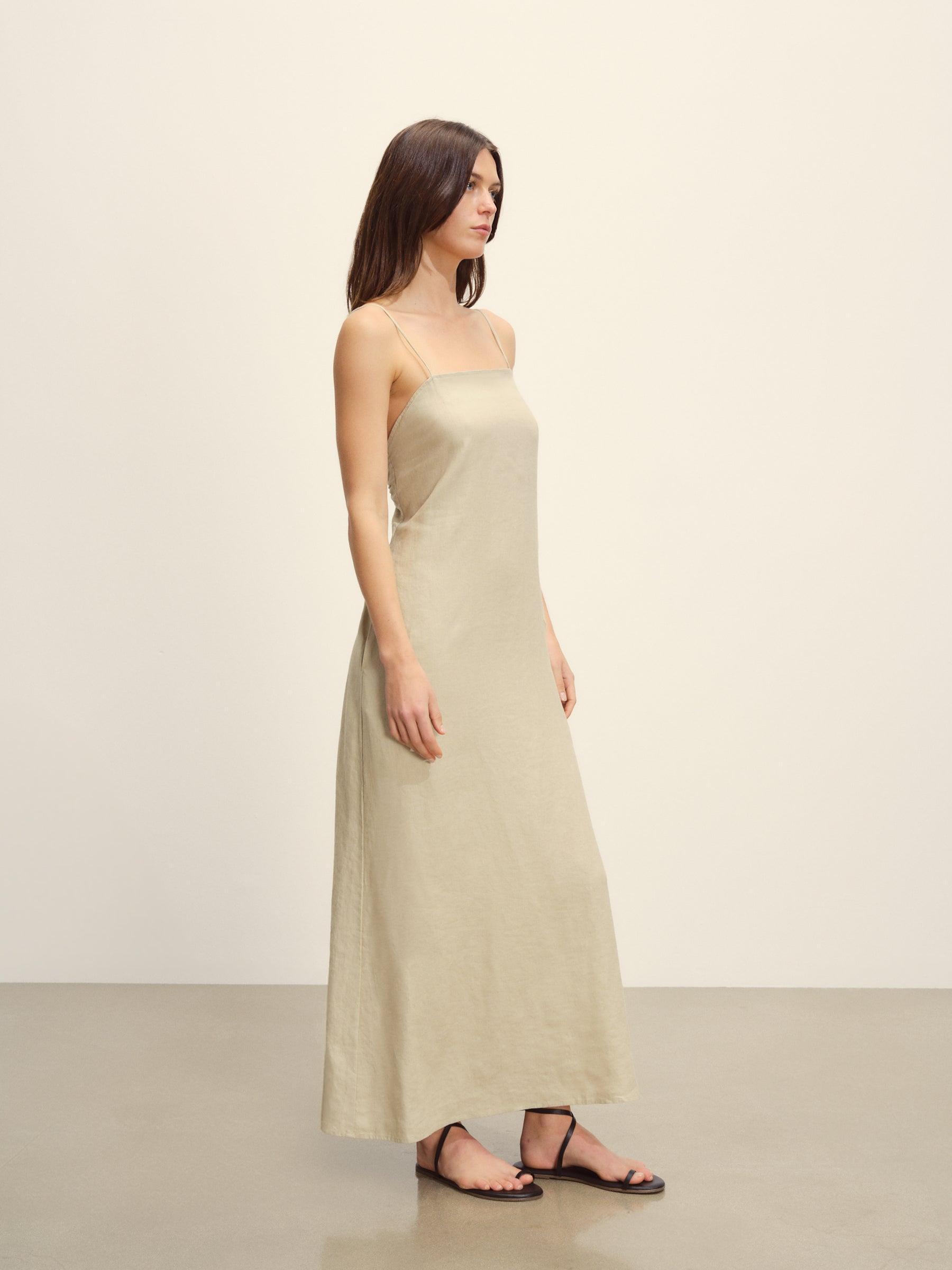 Flaxseed Crosshatch Linen Eastend Dress Product Image