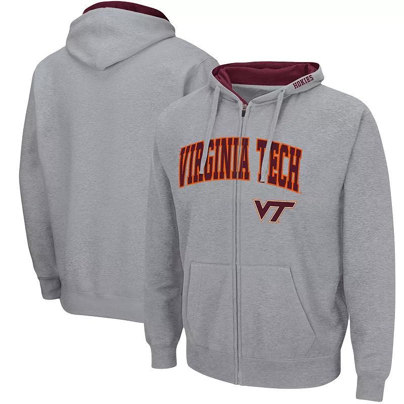 Mens Colosseum Heathered Gray Virginia Tech Hokies Arch & Logo 3.0 Full-Zip Hoodie Product Image