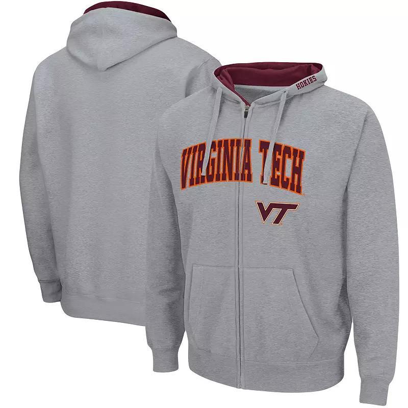 Mens Colosseum Heathered Gray Virginia Tech Hokies Arch & Logo 3.0 Full-Zip Hoodie Product Image