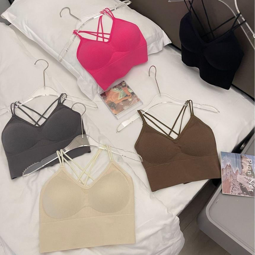 Plain Strappy Padded Cropped Camisole Product Image