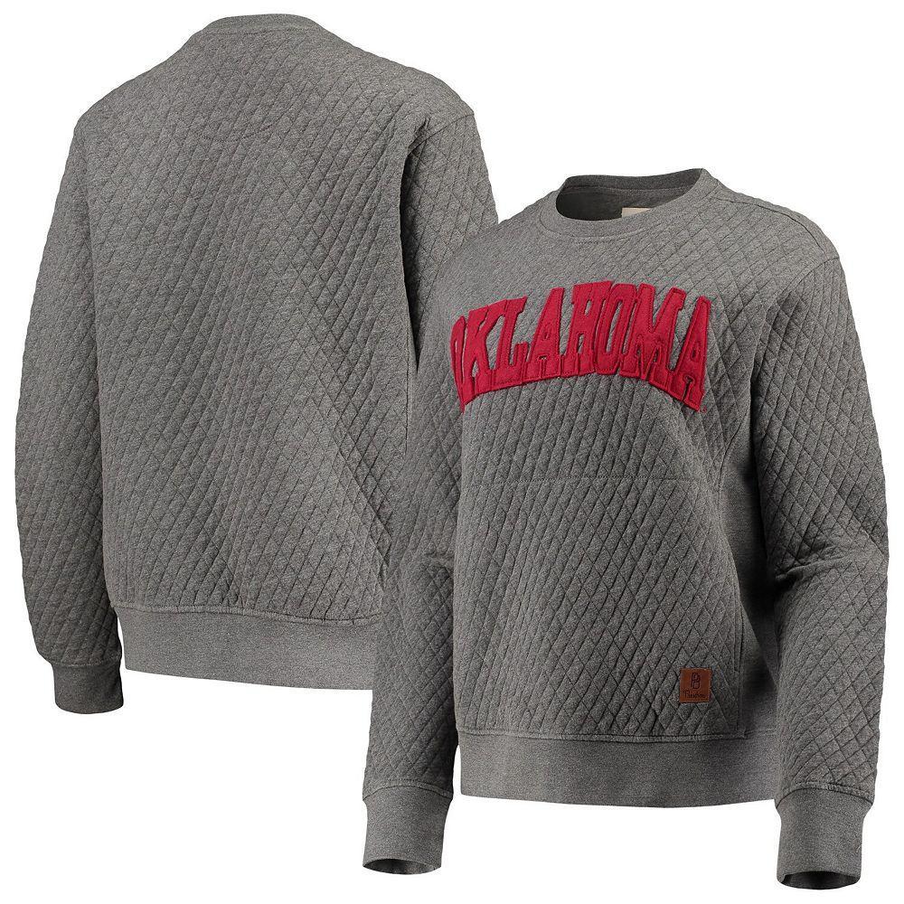 Women's Pressbox Heather Charcoal Oklahoma Sooners Moose Quilted Pullover Sweatshirt, Size: XL, Grey Product Image
