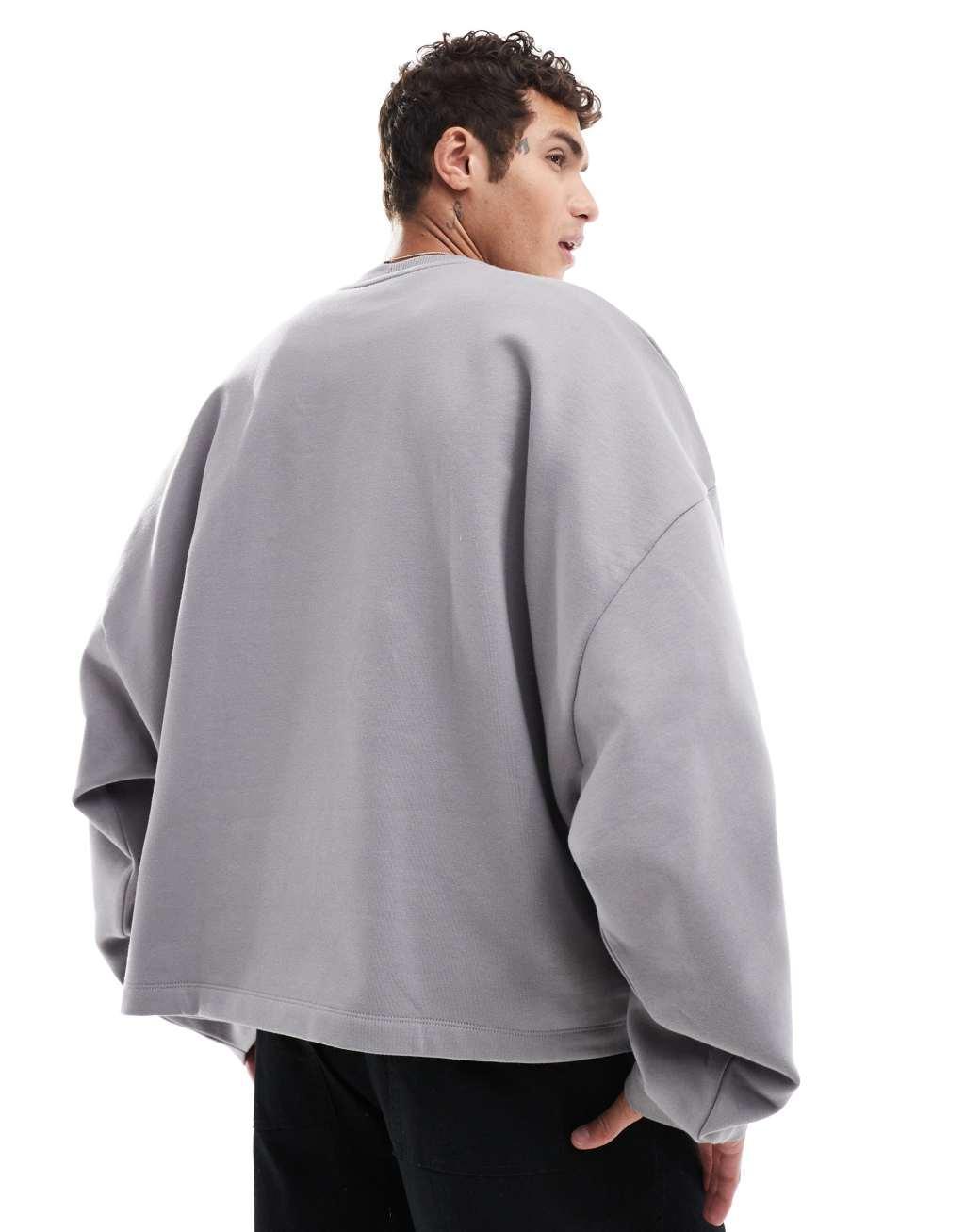 ASOS DESIGN heavyweight extreme oversized crew neck sweatshirt in gray Product Image