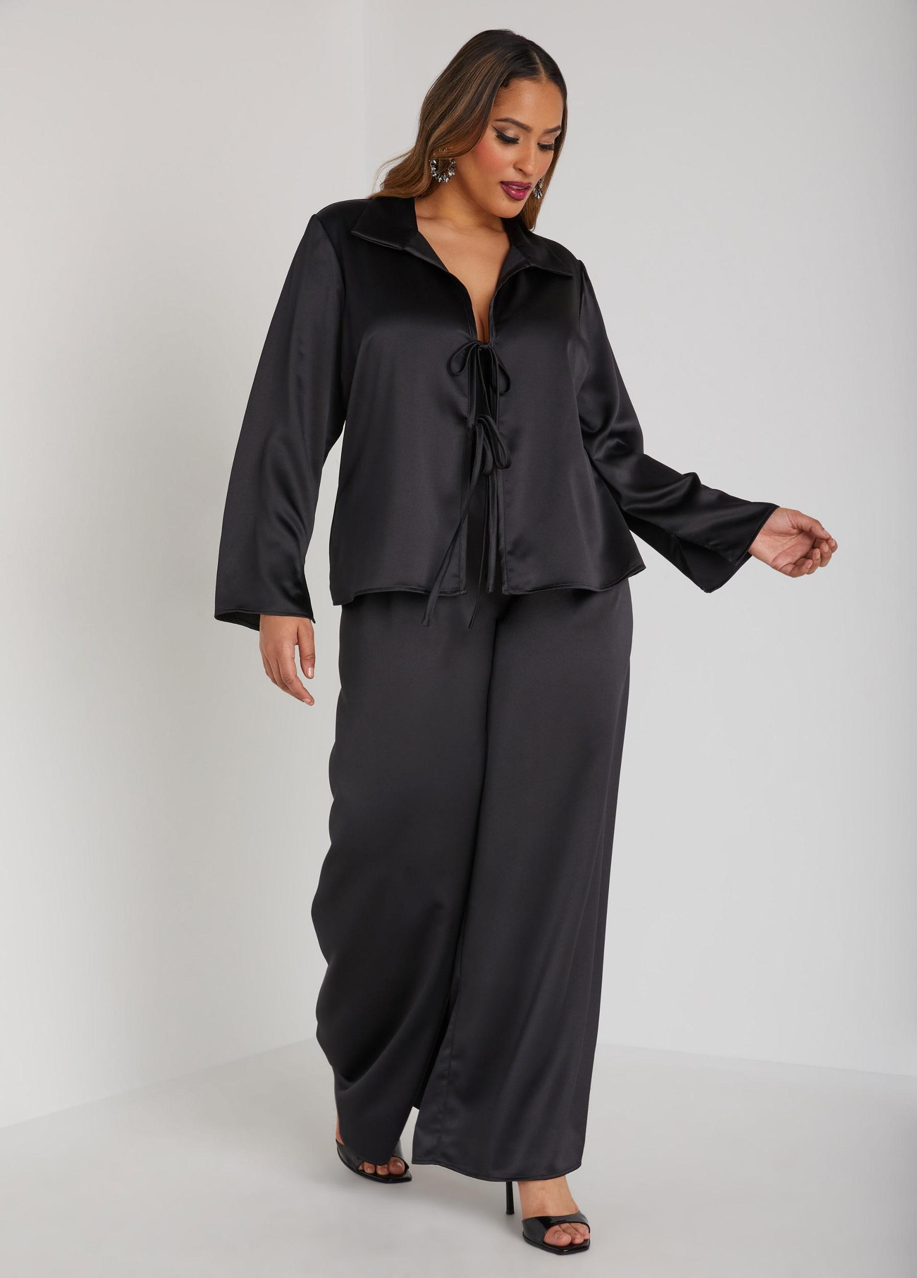 Wide Leg Satin Pants Product Image