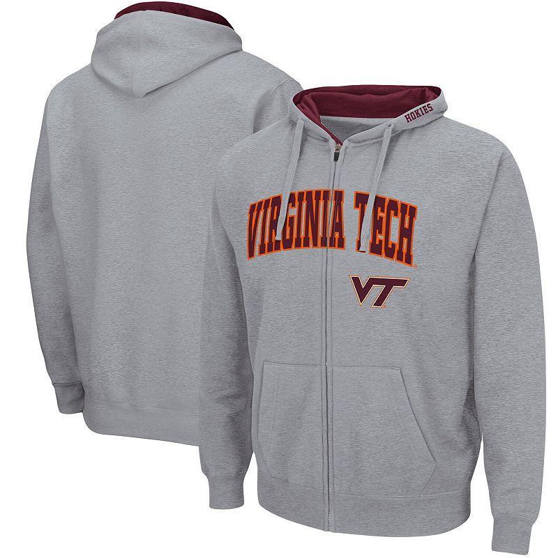 Mens Colosseum Heathered Gray Virginia Tech Hokies Arch & Logo 3.0 Full-Zip Hoodie Product Image
