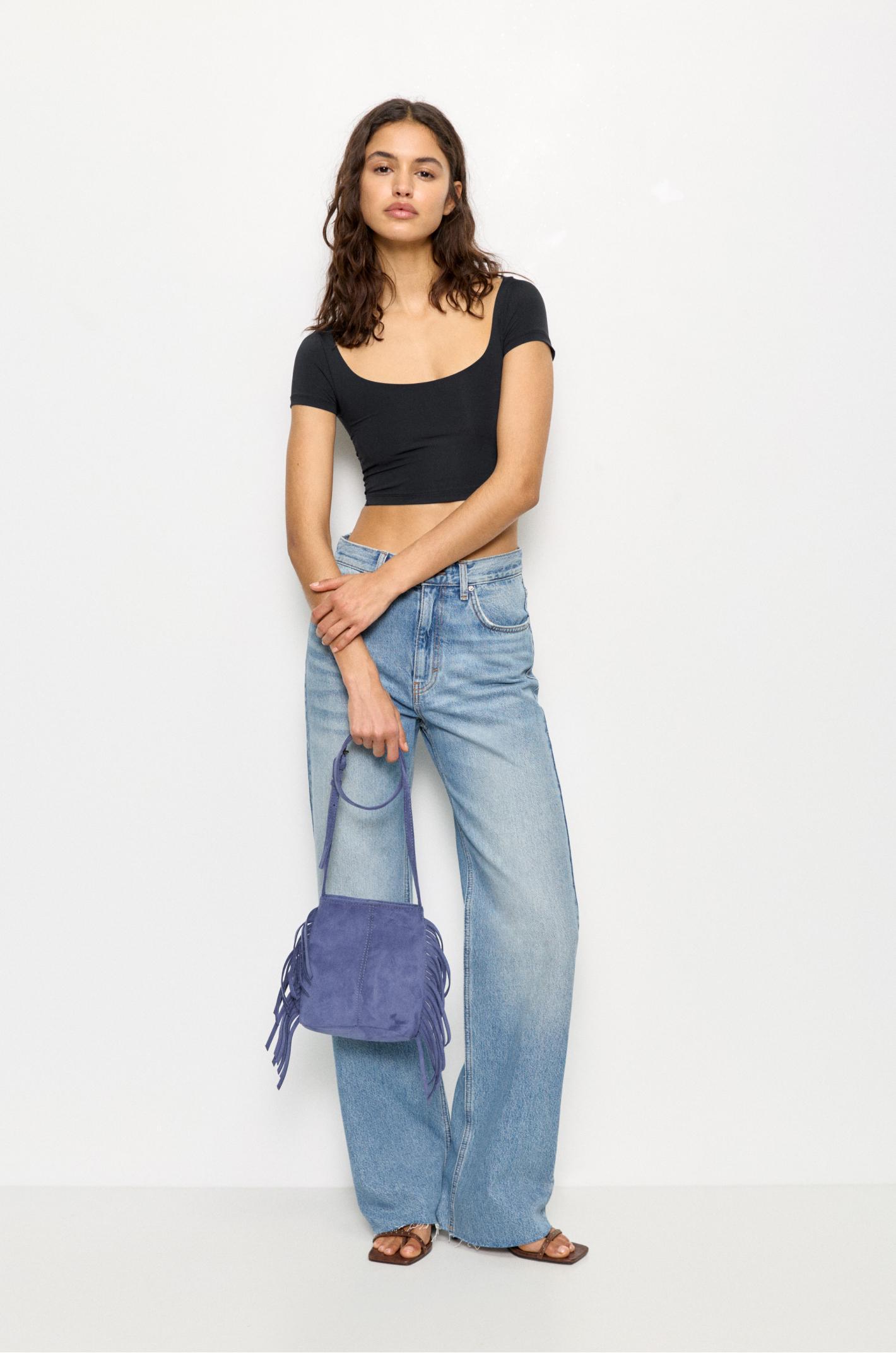Cropped polyamide T-shirt Product Image