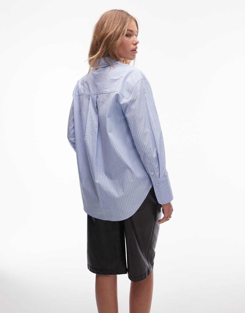 Topshop casual shirt in blue stripe Product Image