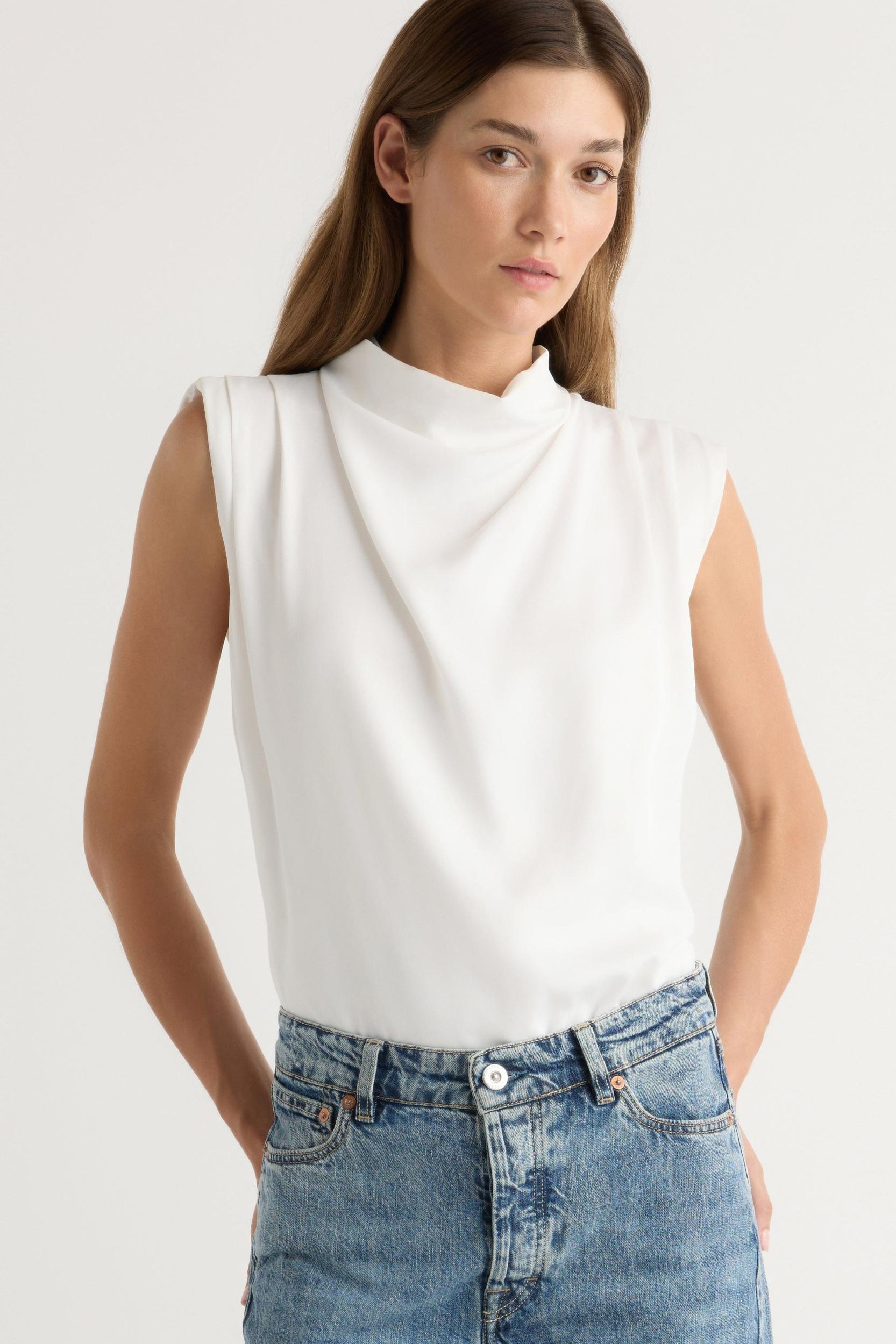 Allegra Gathered-Neck Sleeveless Blouse Product Image