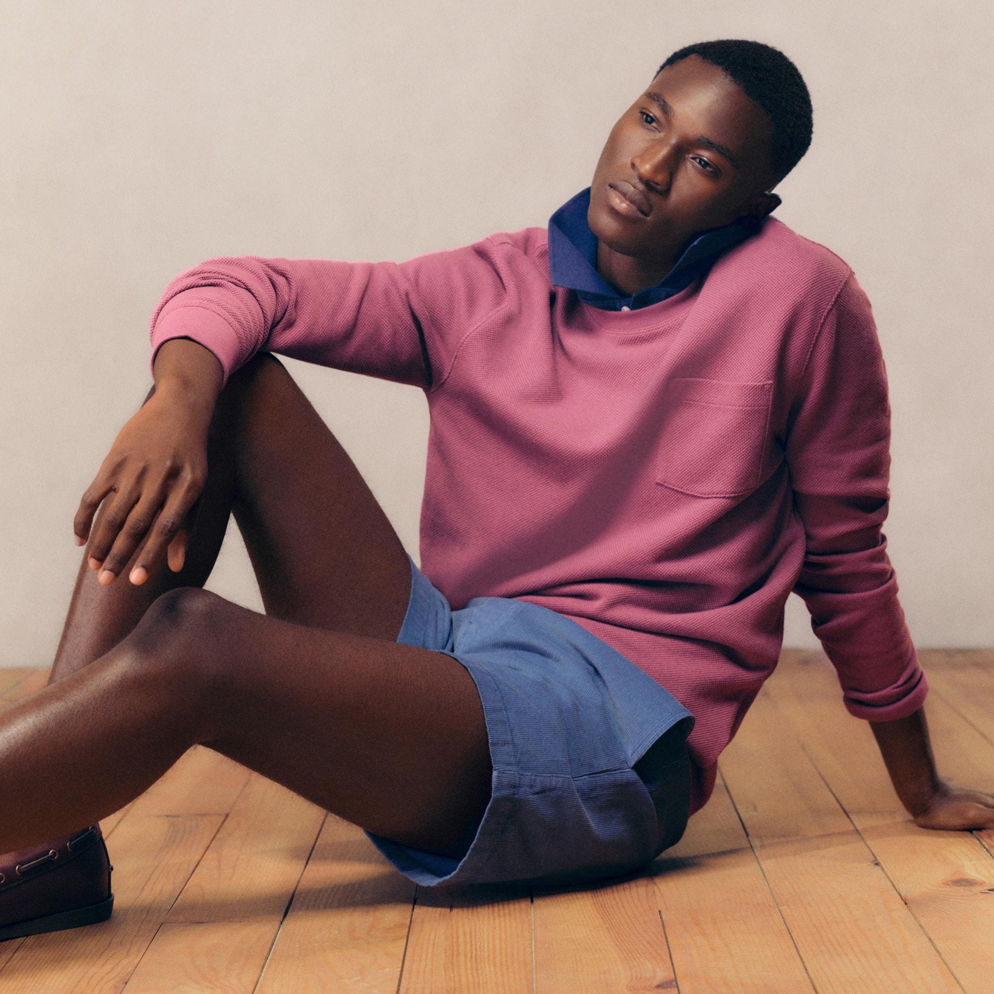 Long-sleeve macropiqué cotton T-shirt Product Image
