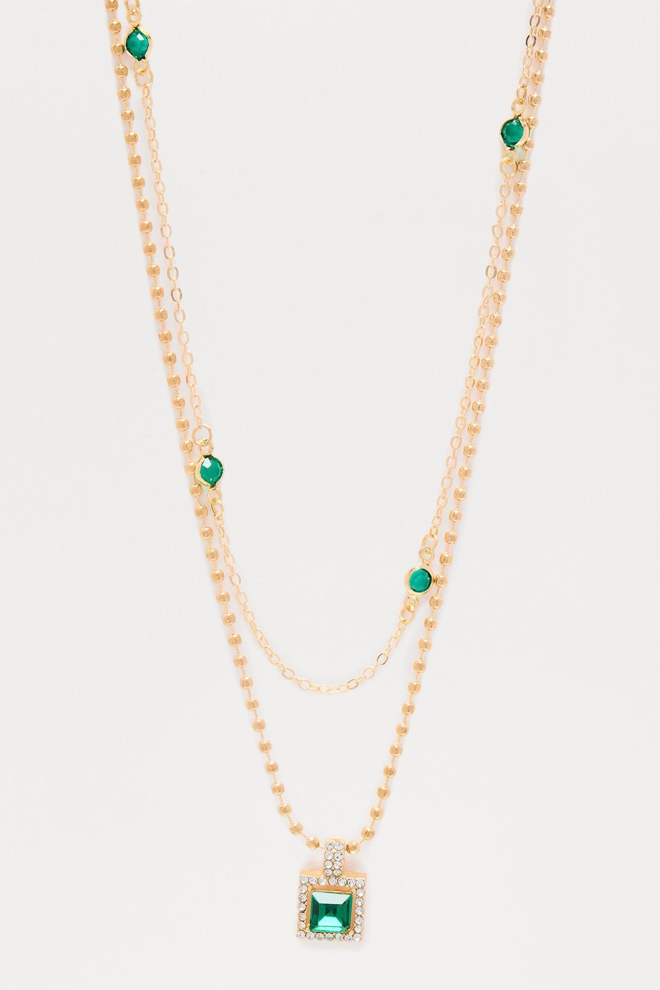 Ashanti Necklace - Gold/Green Product Image