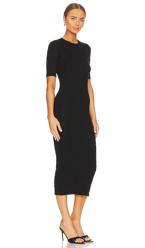 Silk Rib Half Sleeve Crew Midi Dress Product Image