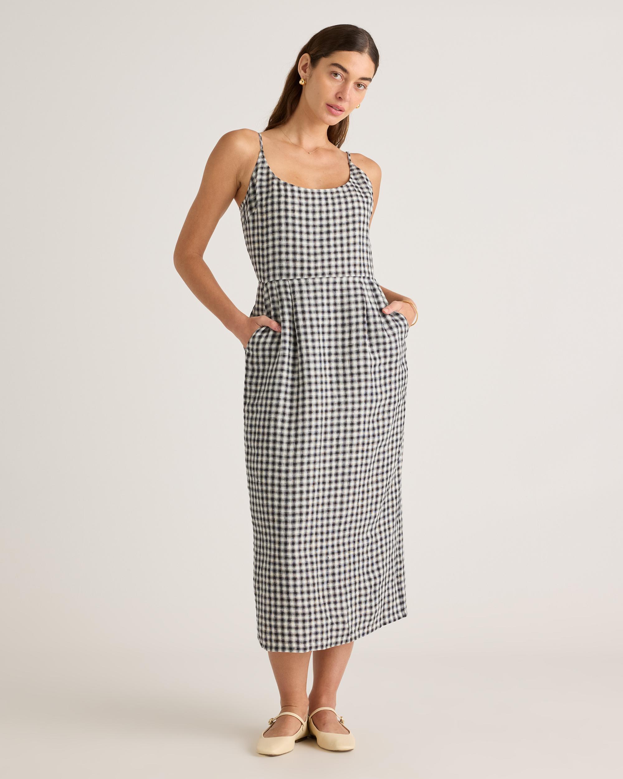 Quince | Women's 100% European Linen Scoop Neck Midi Dress Product Image