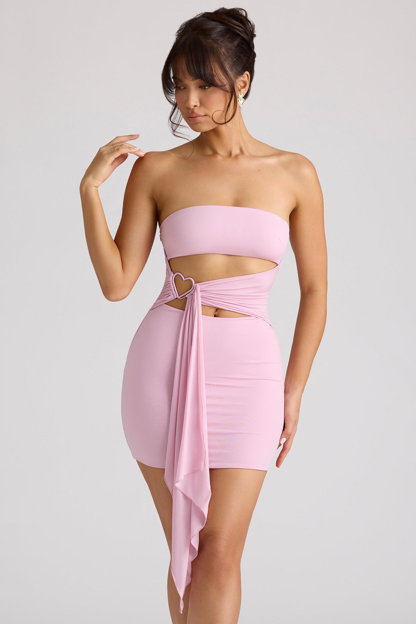 Bandeau Mini Dress in Soft Pink Product Image