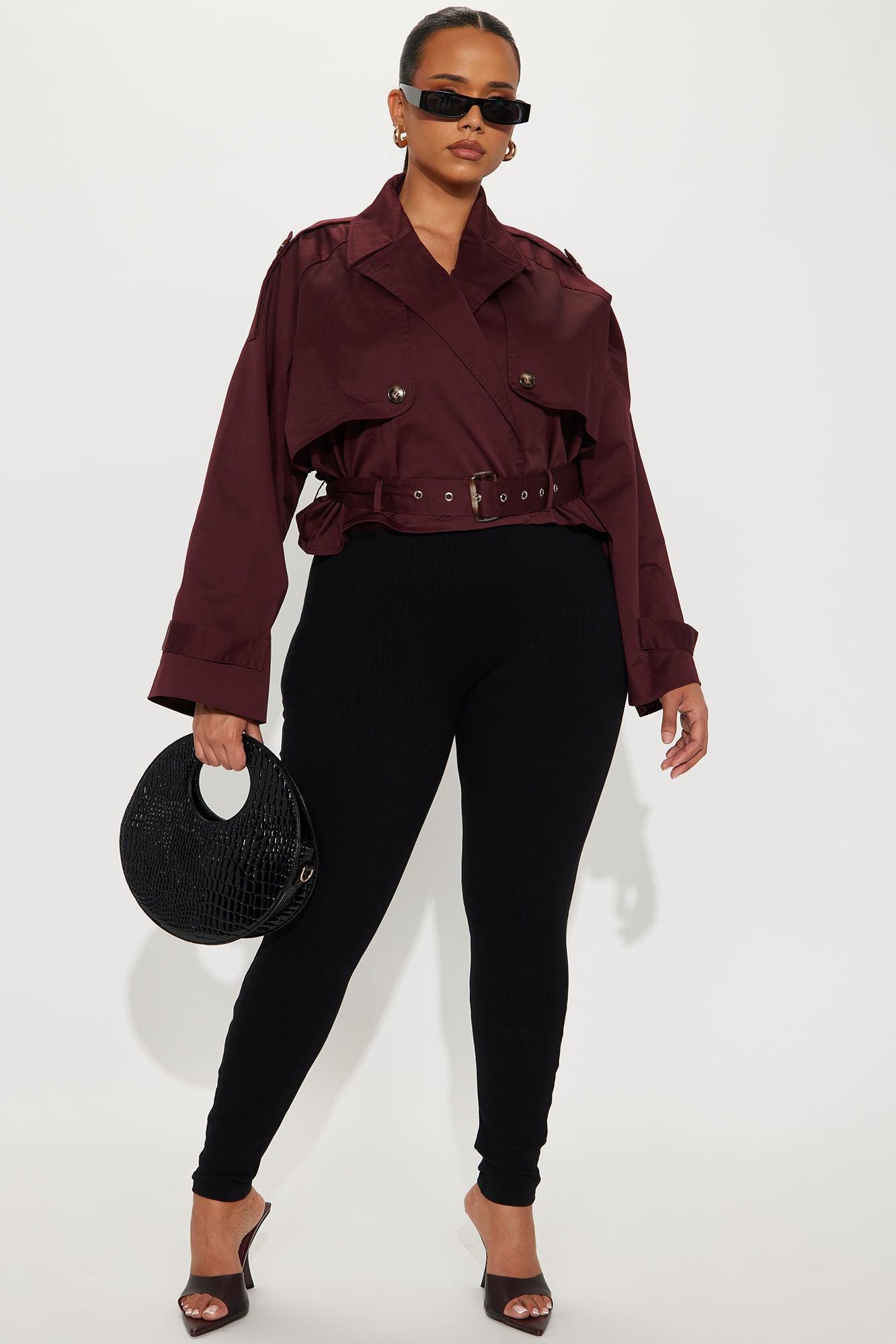 Leona Cropped Trench - Wine Product Image