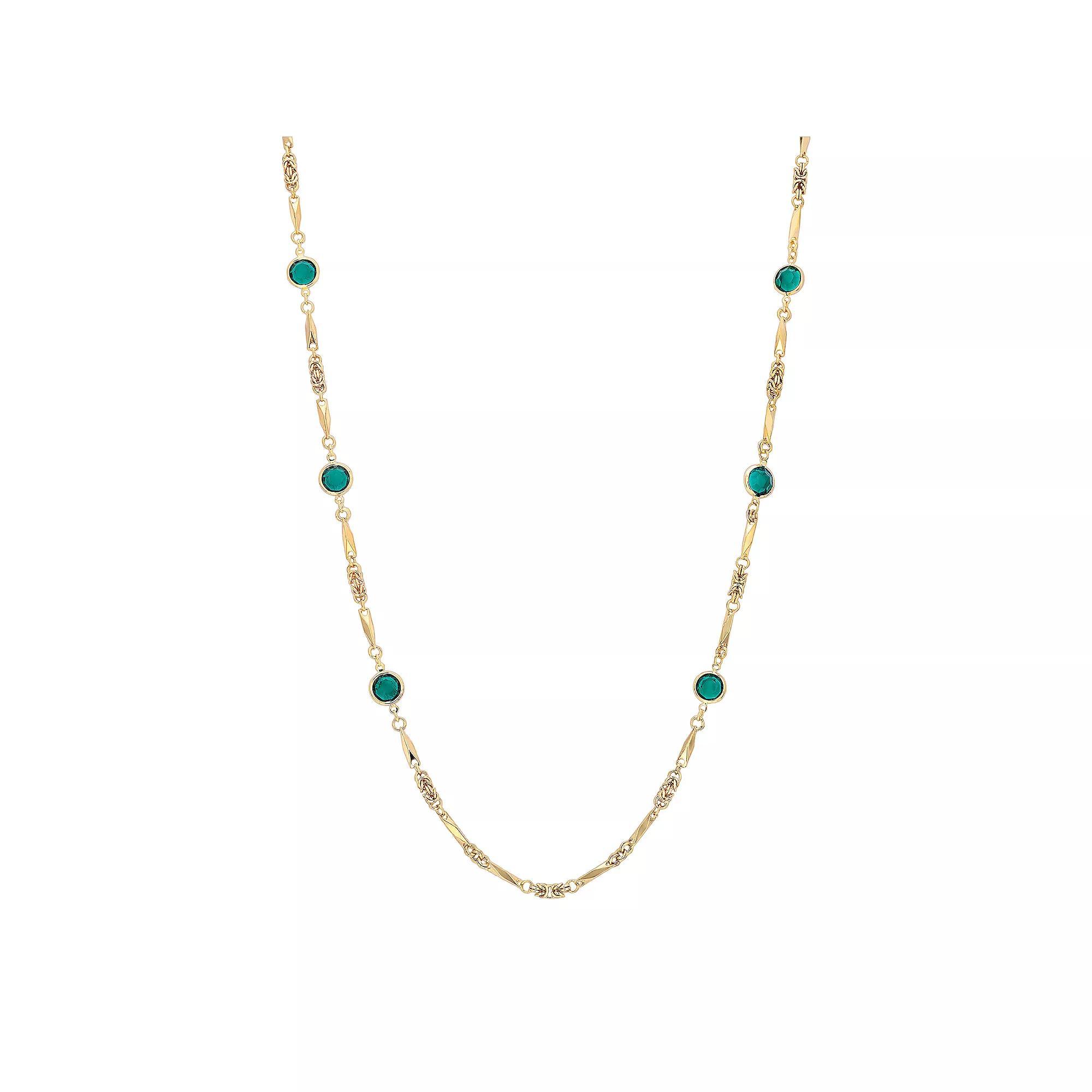 1928 Gold-tone Channel Necklace, Womens, Green Product Image