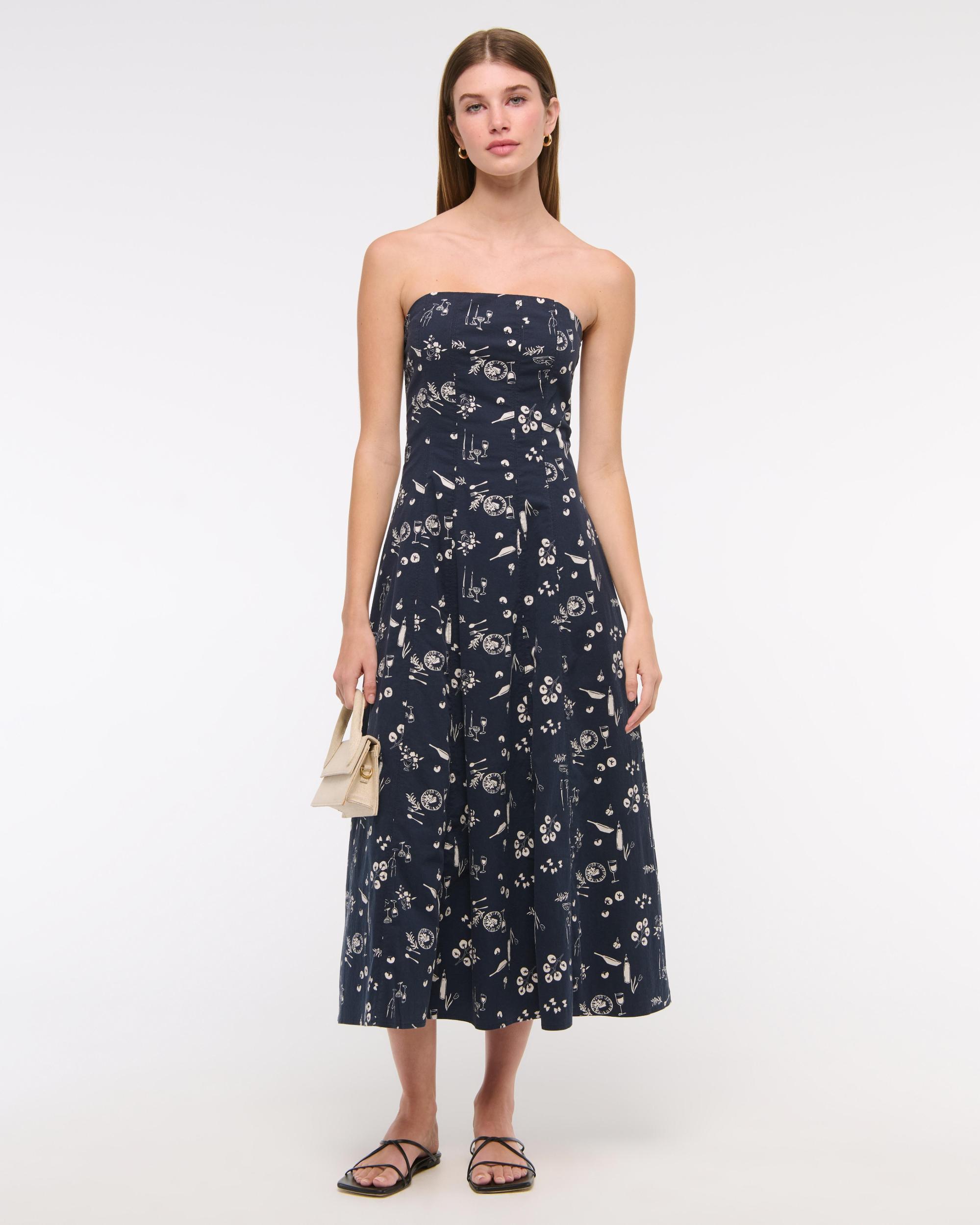 The A&F Mila Strapless Midi Dress Product Image